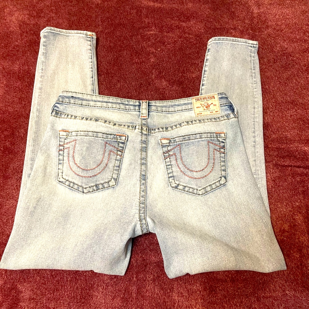 True Religion Stella Skinny Jeans Size 34 14 16 Plus Light Wash Worn Once